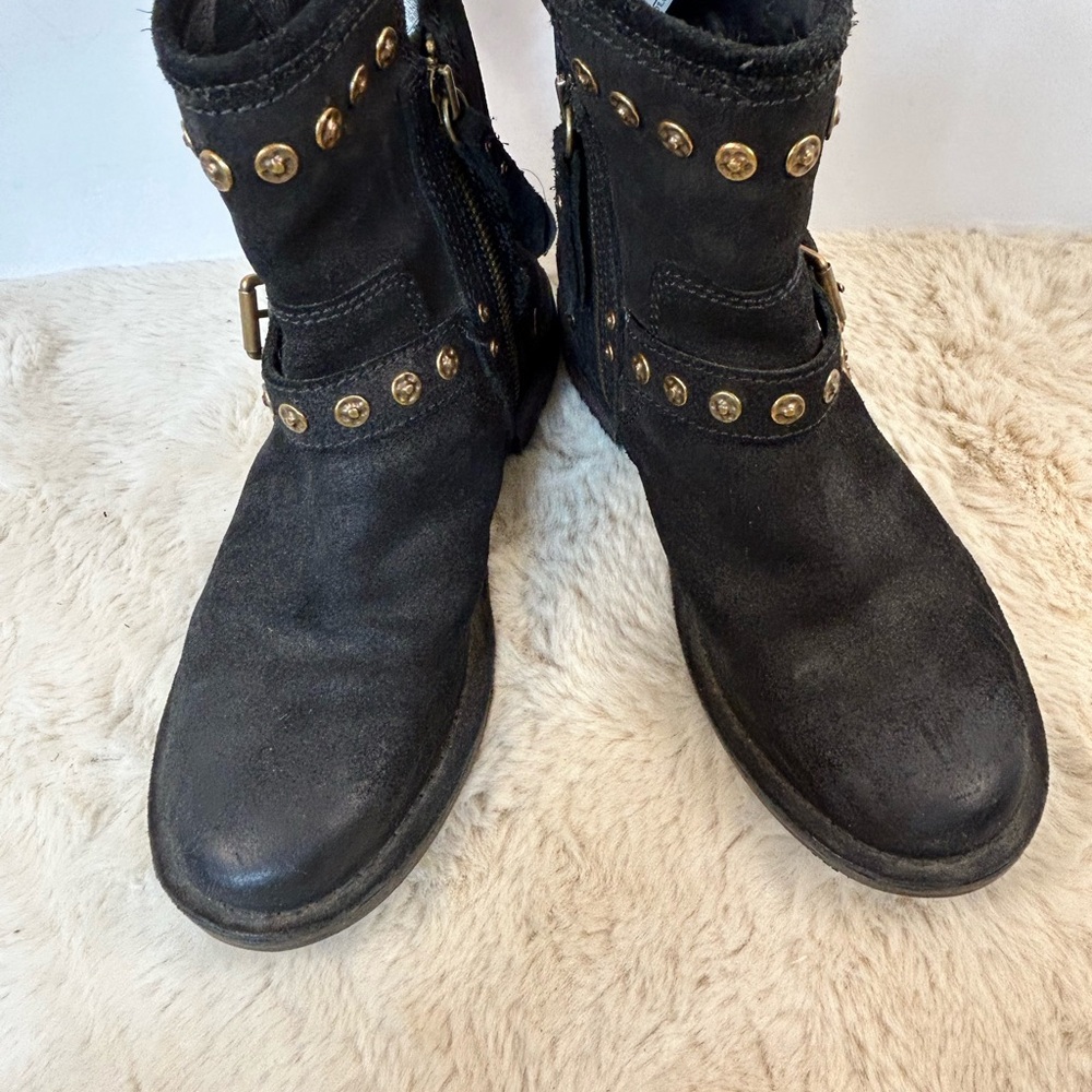 UGG Black Combat Moto Boots with Studded Detailing Size 6